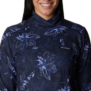 Columbia Women's Weekend Adventure Pullover Blue Floral Top XXL Omni Shade UPF50